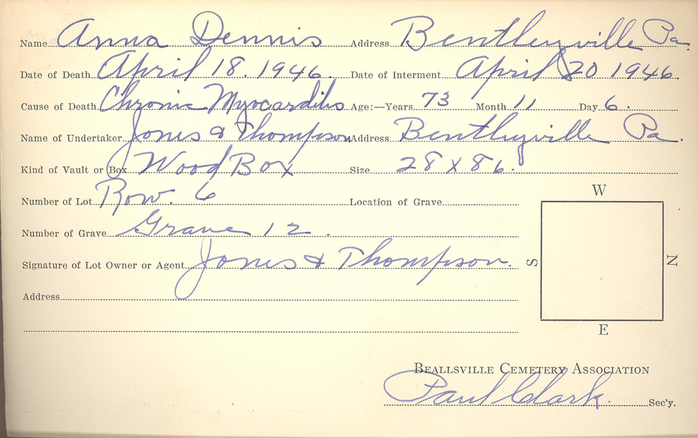 burial card